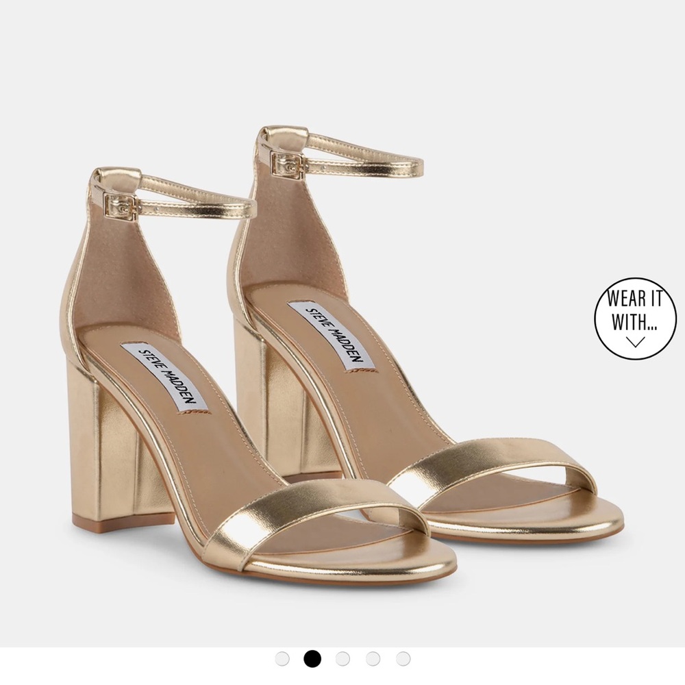 Steve Madden Dylann Metallic Gold Block Heel Sandals